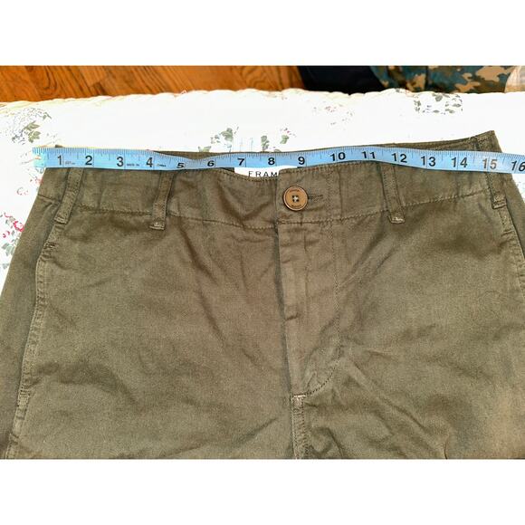 FRAME DENIM OLIVE COTTON CROPPED ARMY CARGO PANTS 27 - Picture 9 of 12